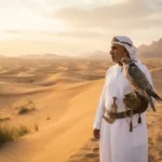 Falcon experience in the UAE desert showcasing traditional falconry