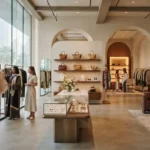 Stylish fashion boutique interior with clothing and accessories in Dubai