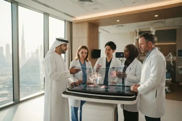 Global healthcare professionals and medical technology in the UAE