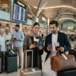 Group of UAE travelers preparing for international travel insurance