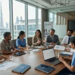 Healthcare consultants meeting with hospital executives in Dubai