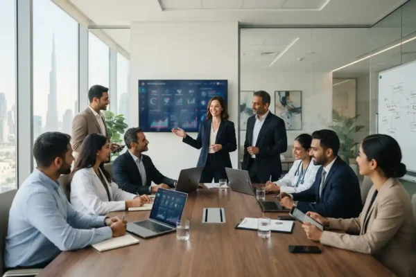 Healthcare marketing professionals collaborating with doctors in Dubai