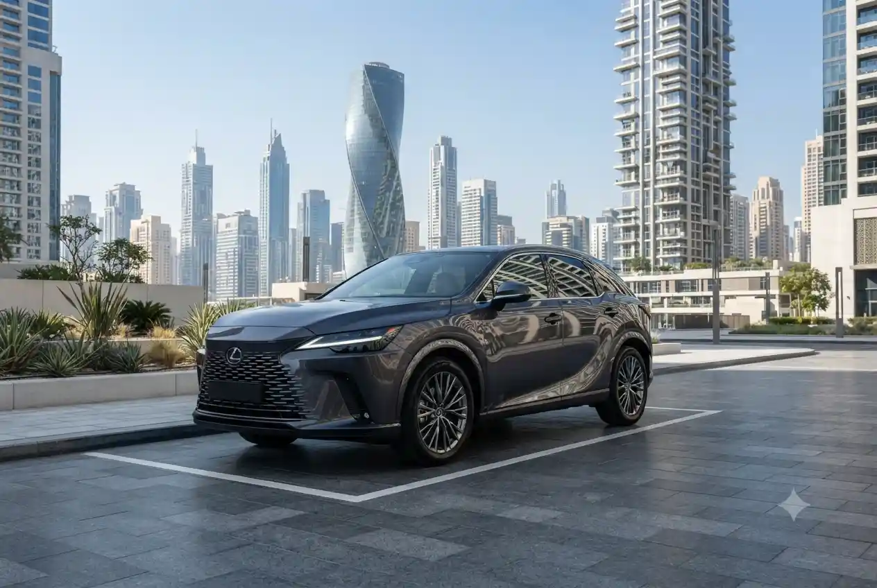 Modern used hybrid SUV parked in Dubai representing the hybrid used car market in the UAE