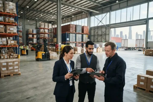Logistics professionals coordinating freight and cargo services in Dubai