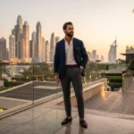 Stylish man wearing smart casual fashion clothing in Dubai