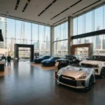 Nissan showroom in UAE with modern cars