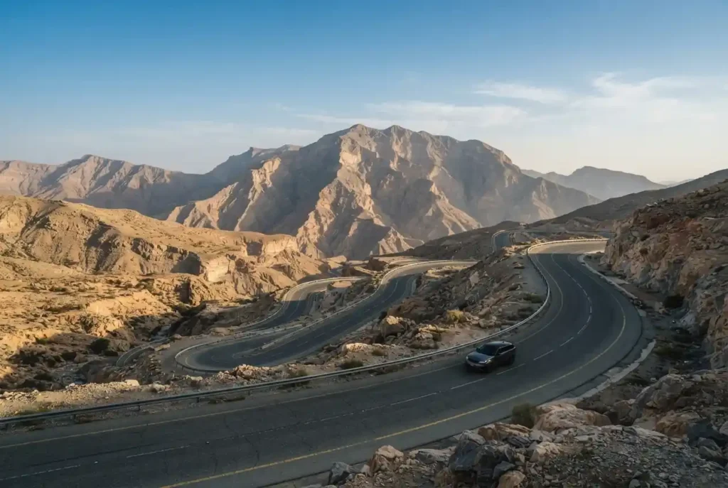 Jebel Jais mountain landscape in Ras Al Khaimah
