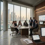 Digital marketing specialists analyzing online campaigns for a UAE real estate company.
