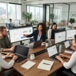 Search engine marketing agency team managing paid advertising campaigns