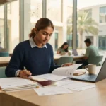 Student completing a university admission application in the UAE