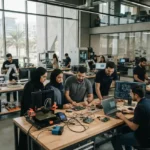 Students studying technical education in a modern UAE training institute