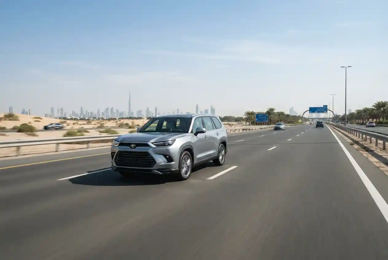 Toyota seven seater family car driving in UAE