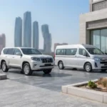 : Used Toyota Prado and Toyota Hiace available at a dealership in Abu Dhabi