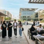 Students studying at a modern university in the UAE