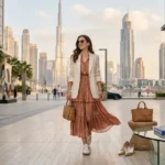 Stylish woman wearing contemporary fashion clothing in Dubai