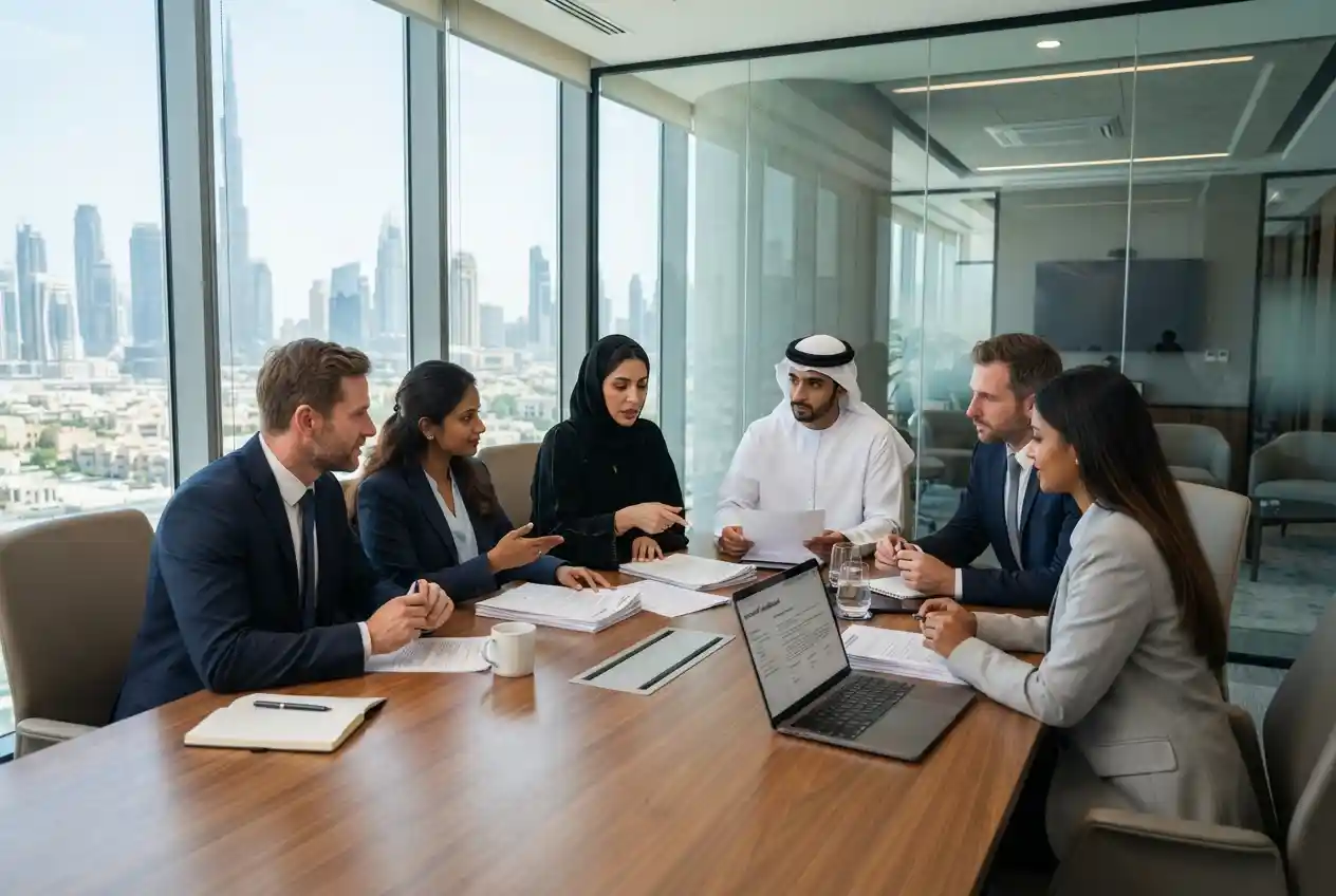 UAE business professionals reviewing and managing commercial contracts