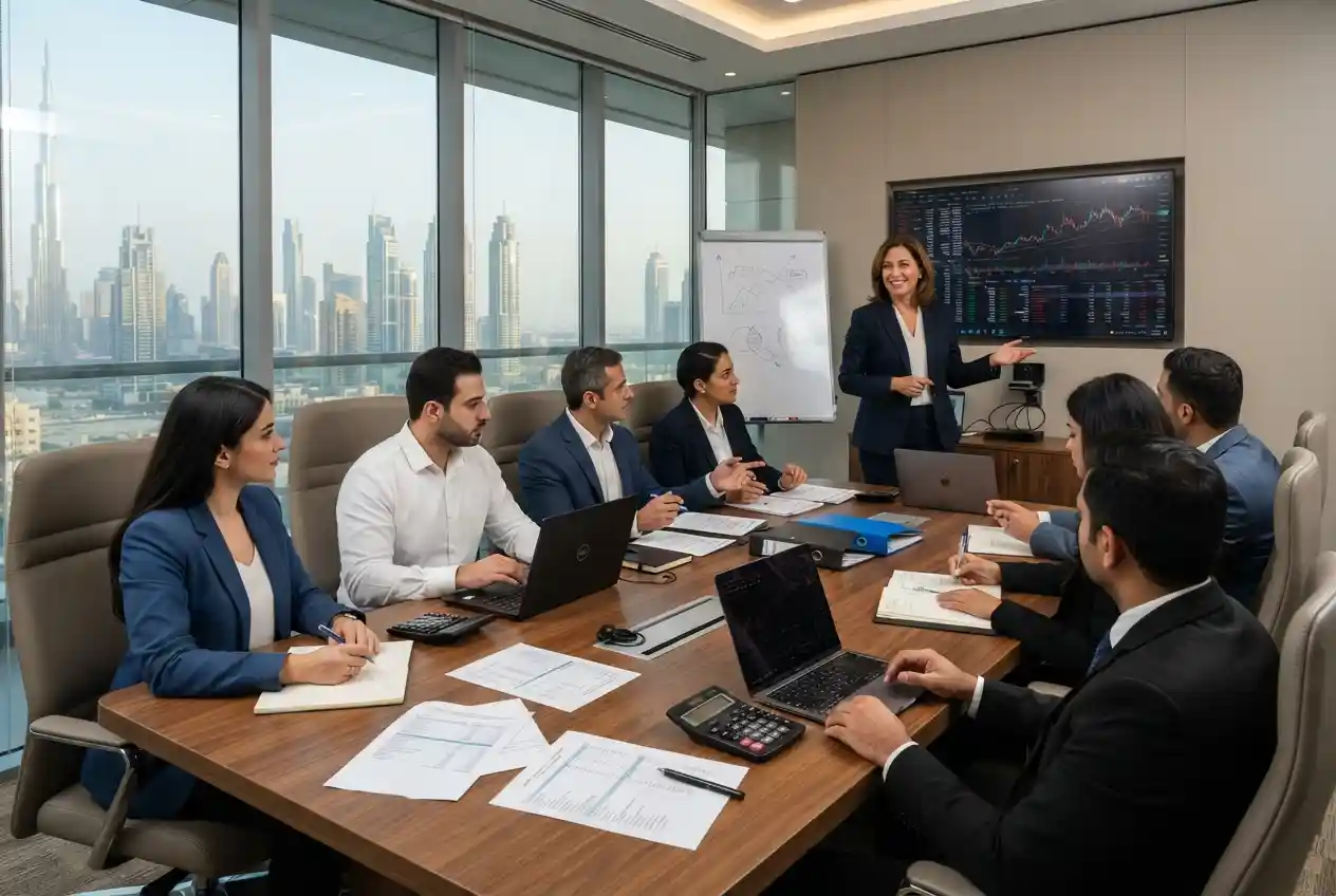 Professionals attending finance and accounting training in Dubai