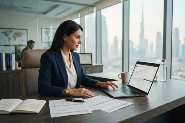 Professional reviewing a Statement of Account in finance