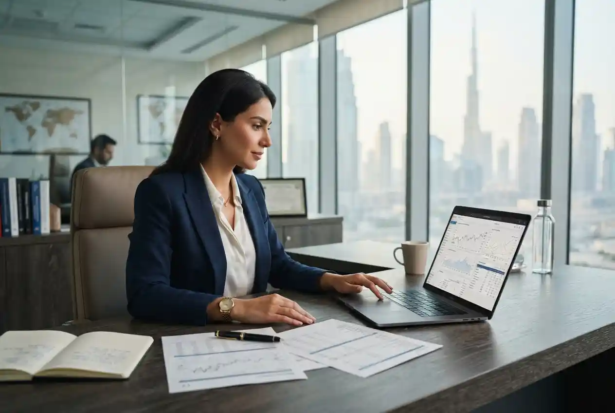 Professional reviewing a Statement of Account in finance